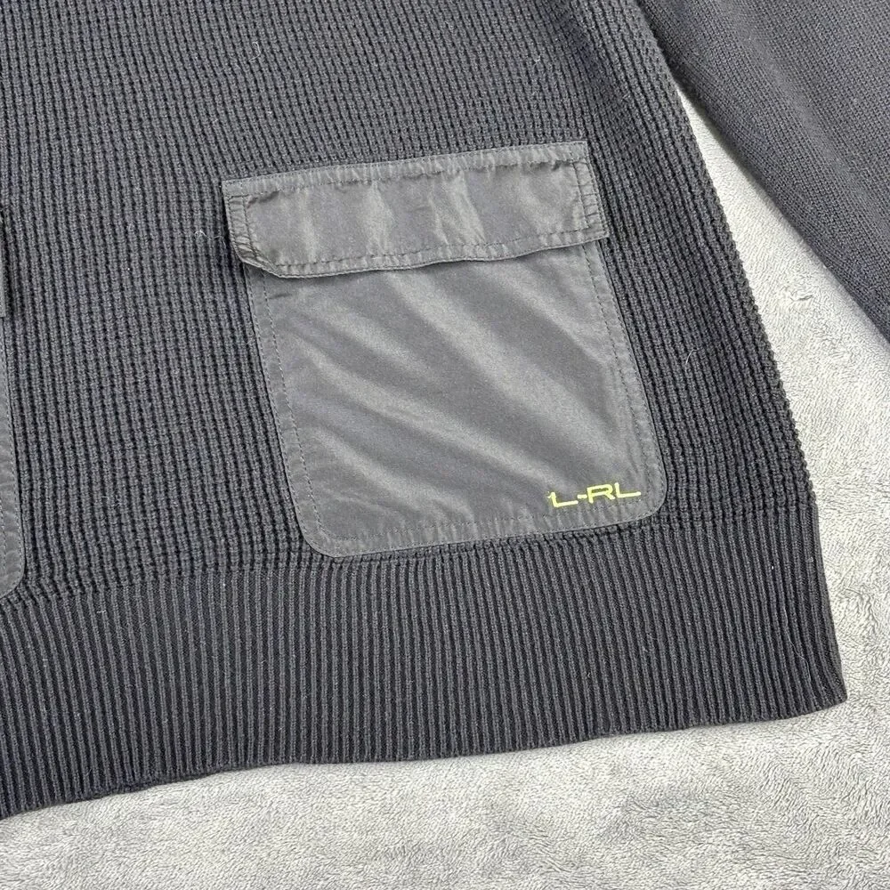 Lauren Ralph Lauren Sweater Womens Medium Quarter Zip Waffle Knit Patch‎ Pockets - Picture 2 of 10